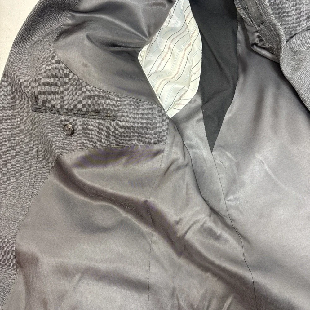Lauren Ralph Lauren Men's Gray Textured Blazer Suit‎ Jacket Size 44L 100% Wool